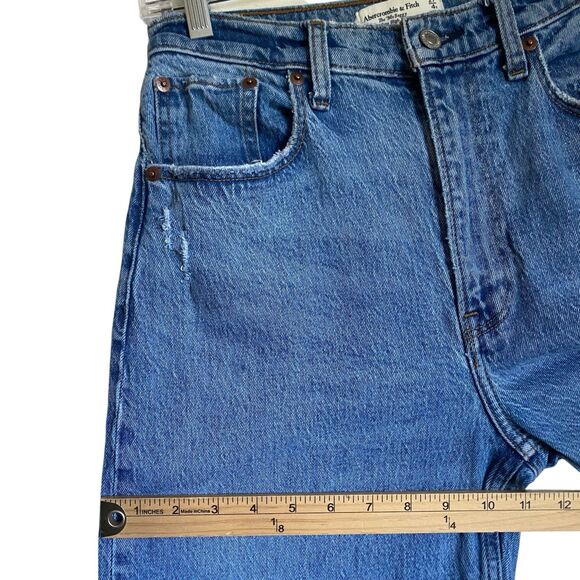 Abercrombie Fitch The 90's Baggy Jeans Women 27 Blue Ultra High Rise Distressed - Picture 7 of 14